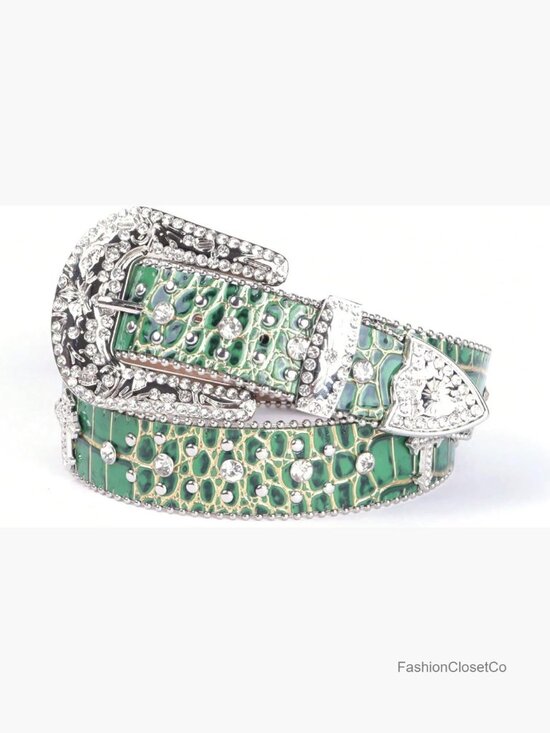 Rhinestone Western Cowboy Belt with Bling Cross Design 1.5\